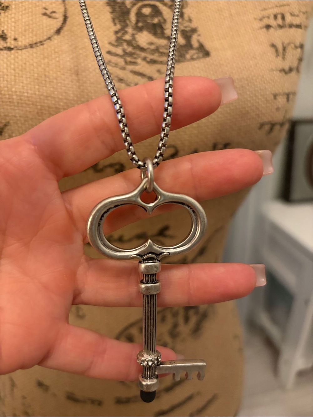 Chico's Silver-Tone Long Key Pendant Necklace